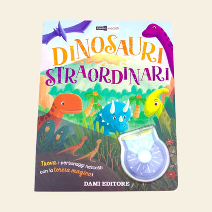 "Dinosauri straordinari. Animali nascosti. Ediz. a colori. Con piccola torcia" - Petite Box Letteraria Avventura Preistorica - Età di lettura: da 3 anni.